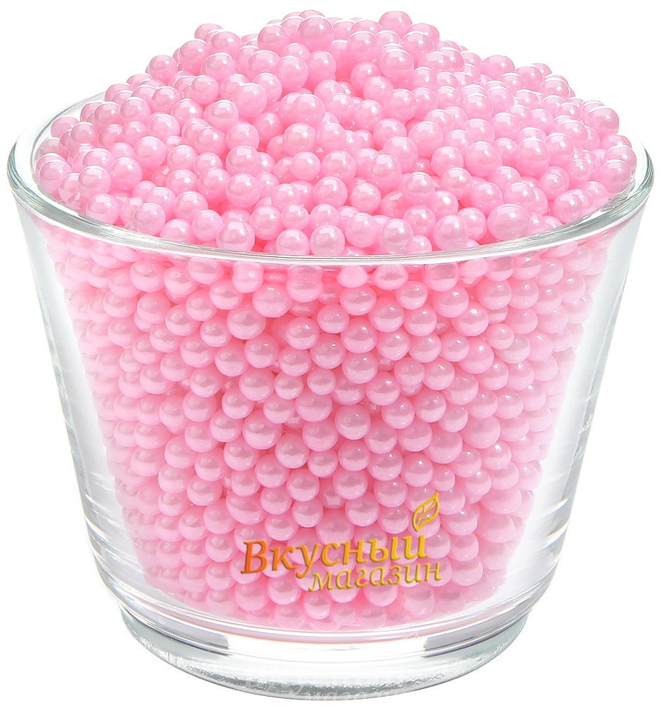 Фото декор шарики жемчуг розовый 4 мм. sweet bear, 100 гр.