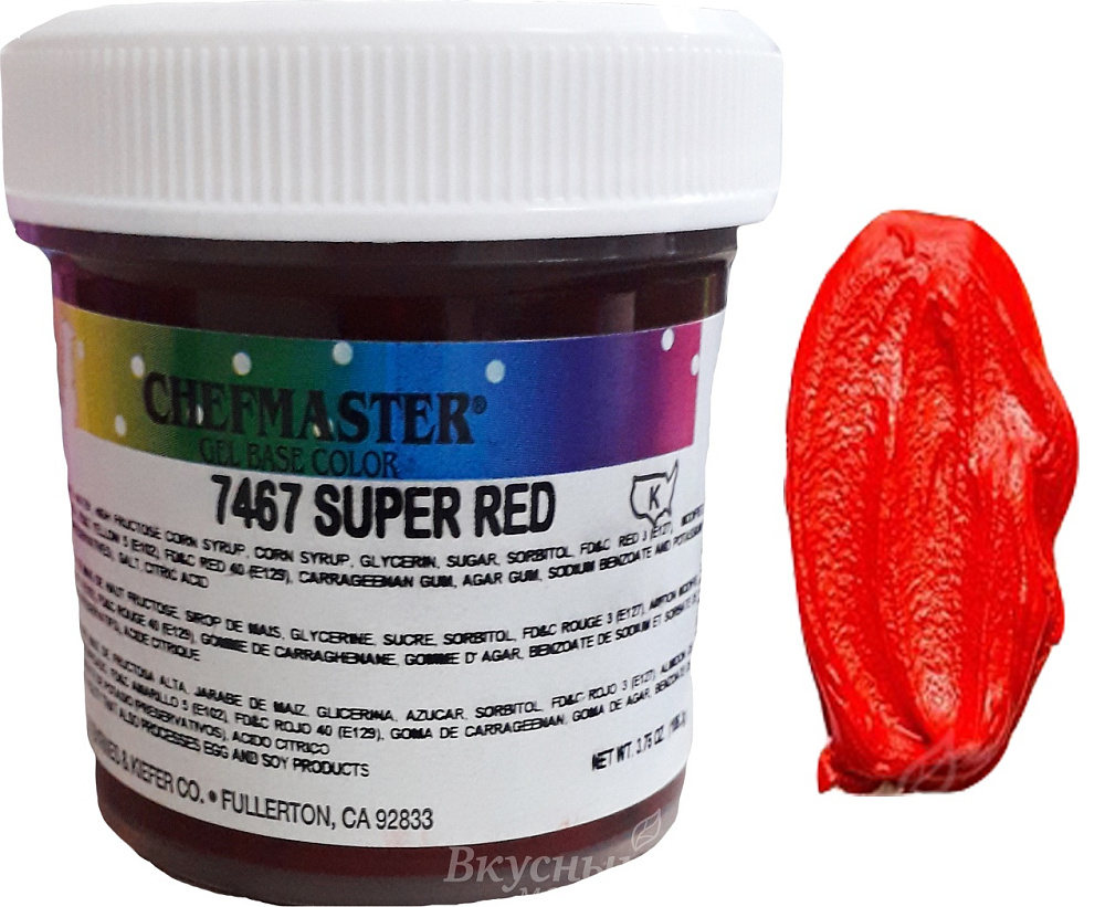 Фото краска красная насыщенная гелевая концентрир. super red chefmaster, 106 гр.
