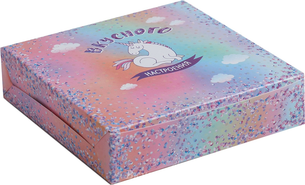 Фото упаковка для конфет вкусного настроения 14x14x3,5 см.