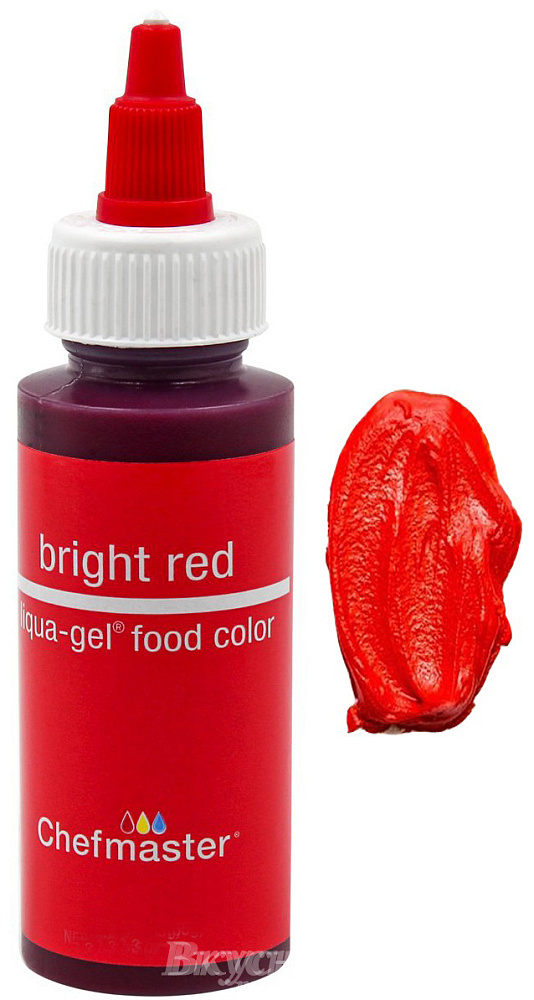 Фото краска красная яркая гелевая bright red liqua-gel chefmaster, 298 гр.